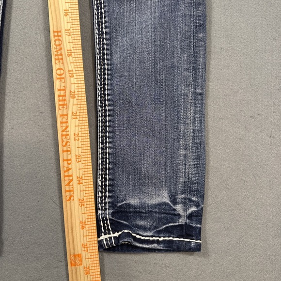 Rock Revival Raven Skinny Jean WOMEN 24EMBROIDERED THICK STITCH WHISKERING - Picture 7 of 11